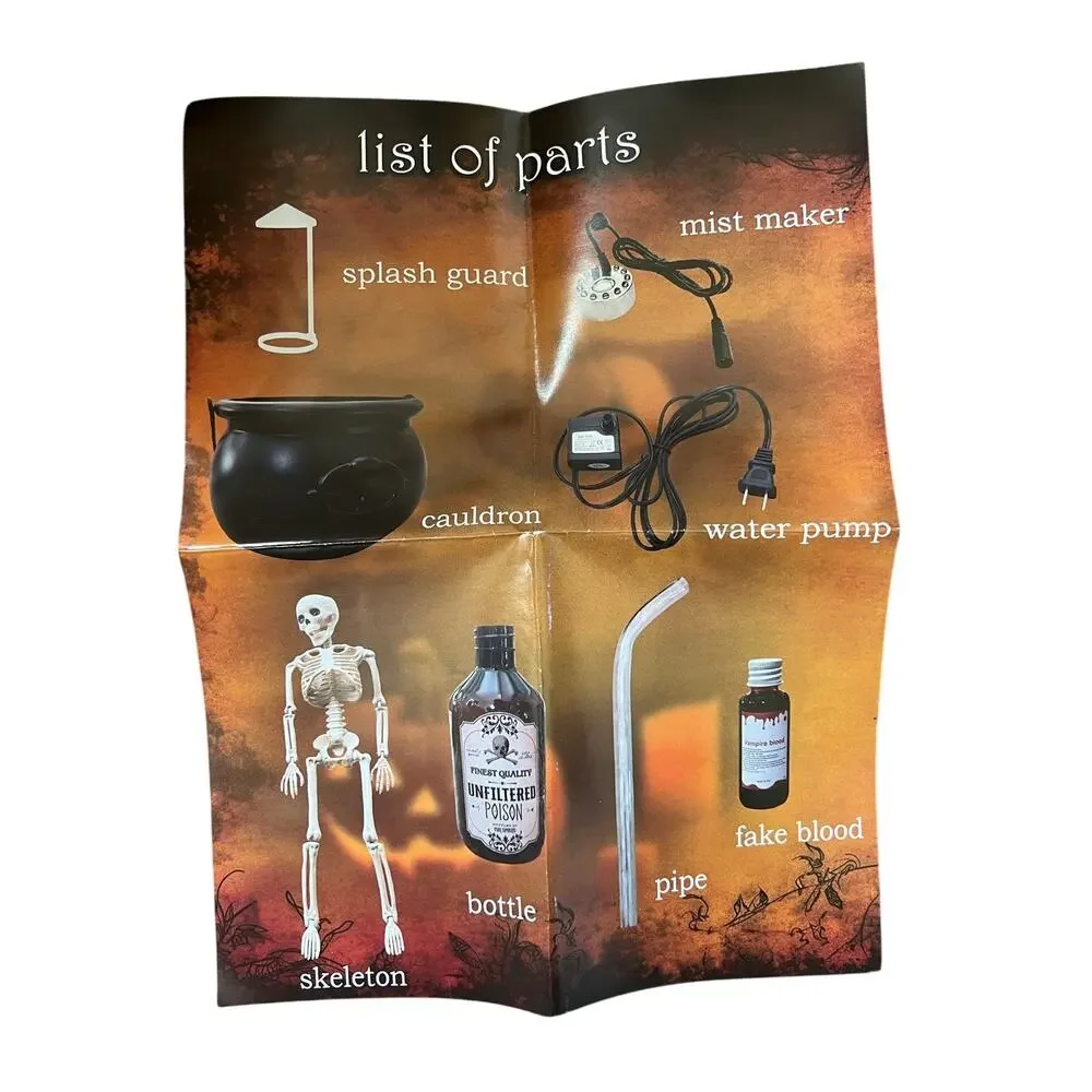 Halloween Floating Potion Bottle Witch Cauldron LED Fogger Smoking Prop Set, New